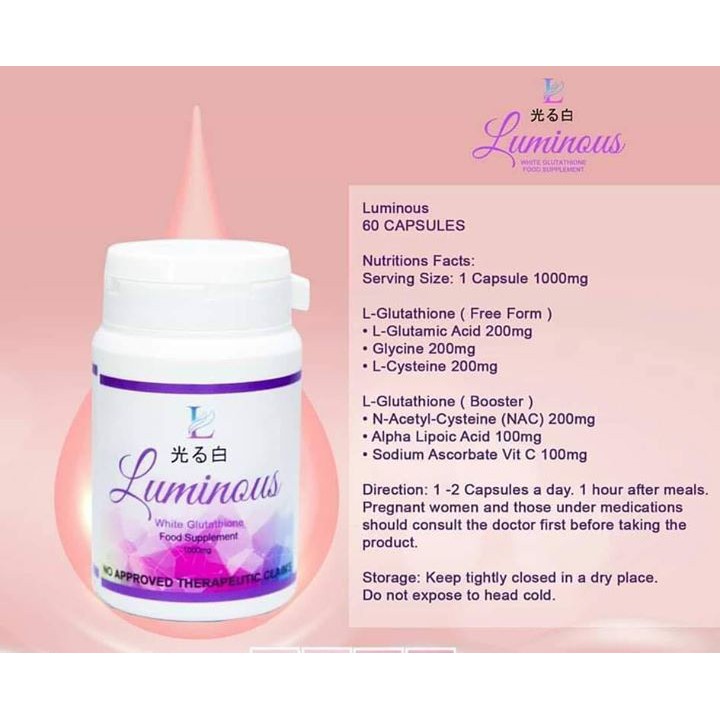 luminous white glutathione Luminous White Glutathione with NAC 1000mg 60 Capsules (100% AUTHENTIC)