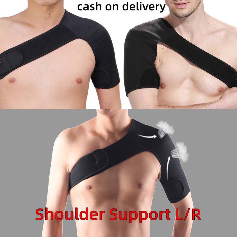 In Stock] Free Size Shoulder Support Left/Right Adjustable Warmth Elastic  PVC Breathable Black For Sports Basketball Badminton