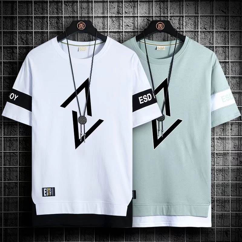 M XXXL New Short Sleeve T Shirt For Men Hip Hop Style Streetwear Fashion Loose Tops Round Neck Male Graphic Tees Casual Trend Oversize Shirt Color