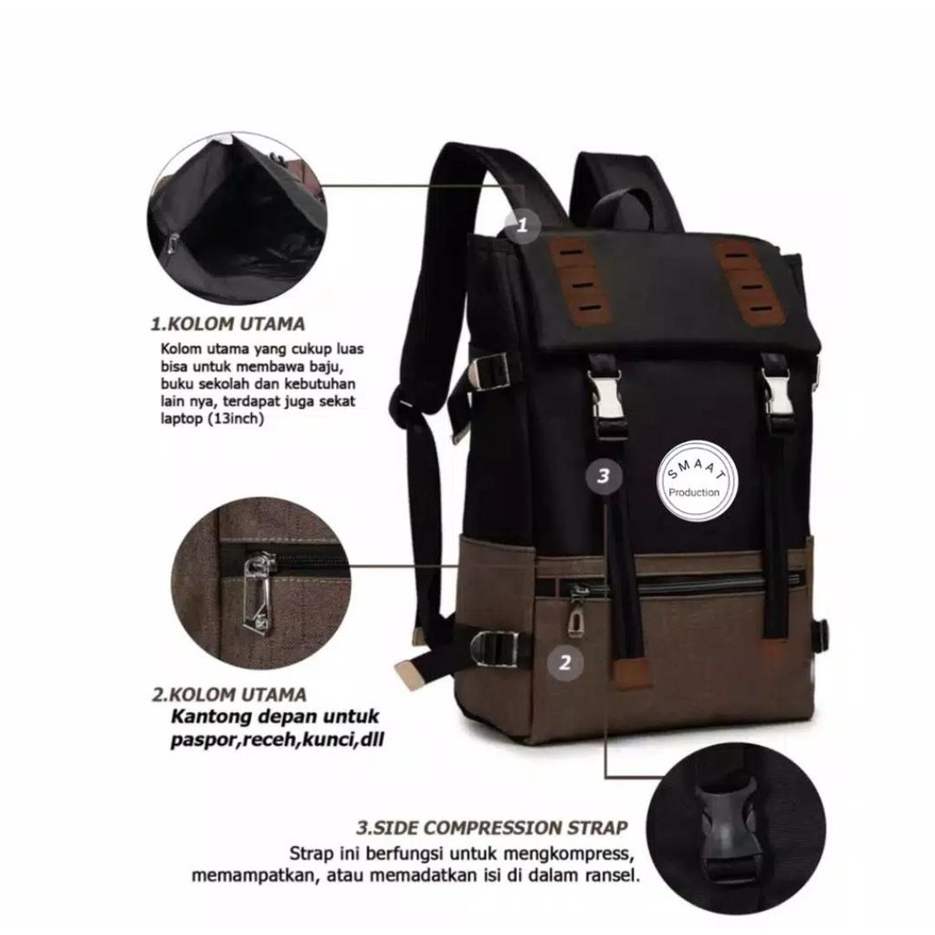 PRIA Men's Backpack ADVENTURE Men JUMBO / Men's Backpack MULTI Function ...