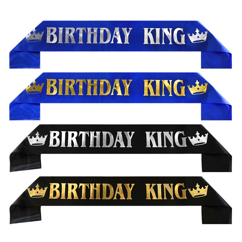 Black Blue Birthday King Sash Men Boy 18th 20th 30th 40th 50th 60th ...