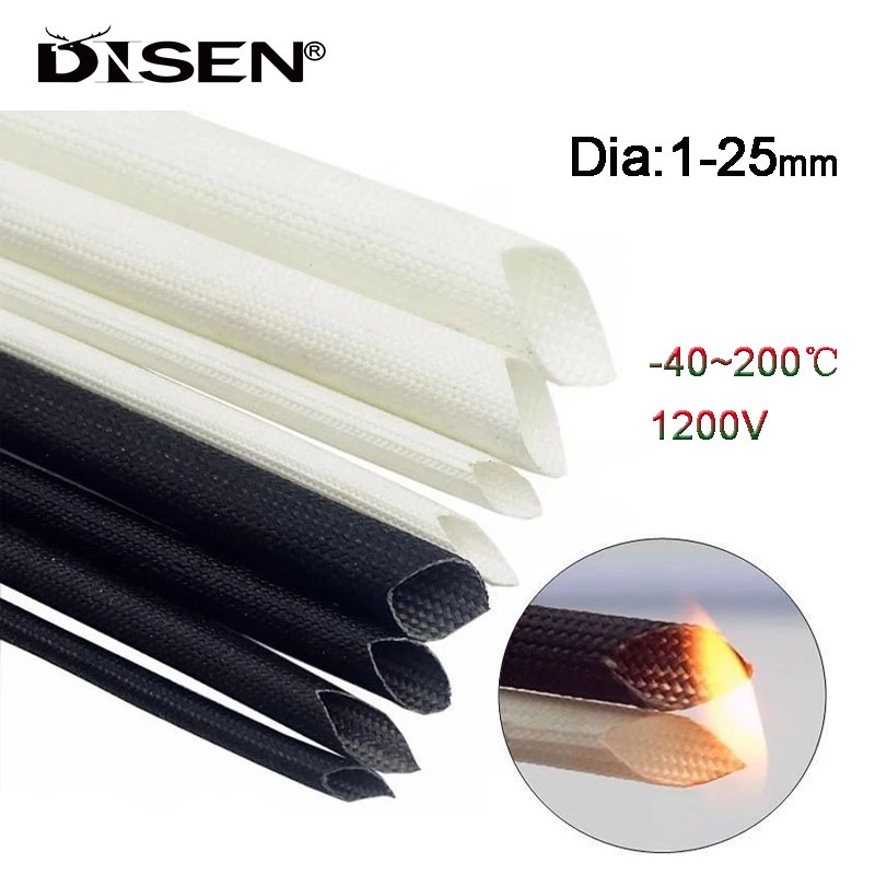 1/2/4/5Meter Silicone Resin Braided Fiberglass Tube Dia 1-25mm 200 ...