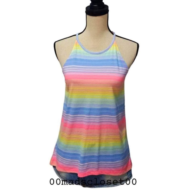 Y2K Rainbow Colored Striped Blouse Shirt (xs-m) | Shopee Philippines