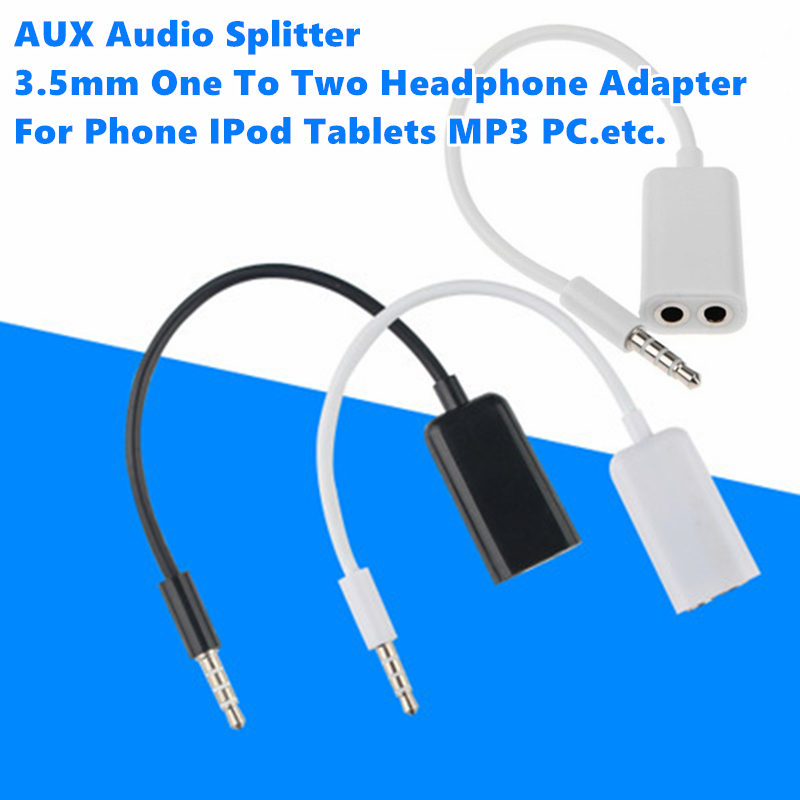 One To Two Headphone 3.5mm Jack Adapter AUX Audio Splitter Cable Audio ...
