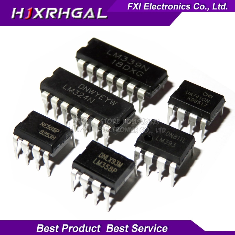 20pcs UA741 LM324 LM393 LM339 LM393 LM339 NE555 LM358 DIP LM358N LM324N LM339N LM393N NE555P UA741CN LM386N LM567CN LM833N Amplificador Circuito, LM324
