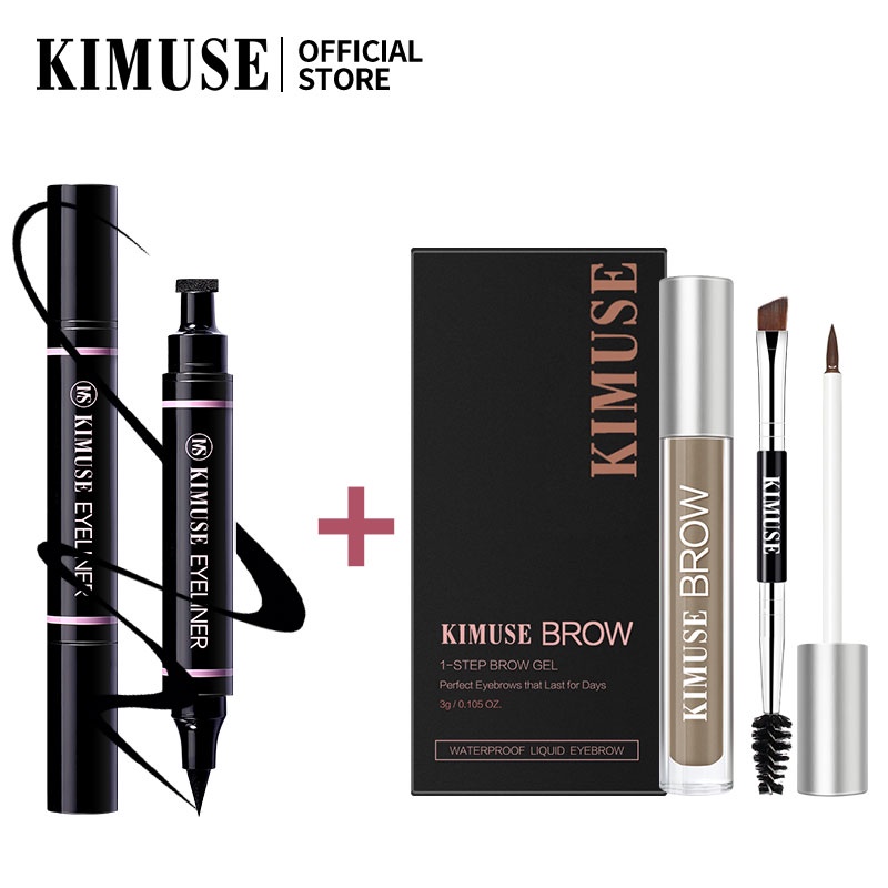 KIMUSE MakeUp Set 2pcs/set Double Head Waterproof Stamp Eyeliner + 5