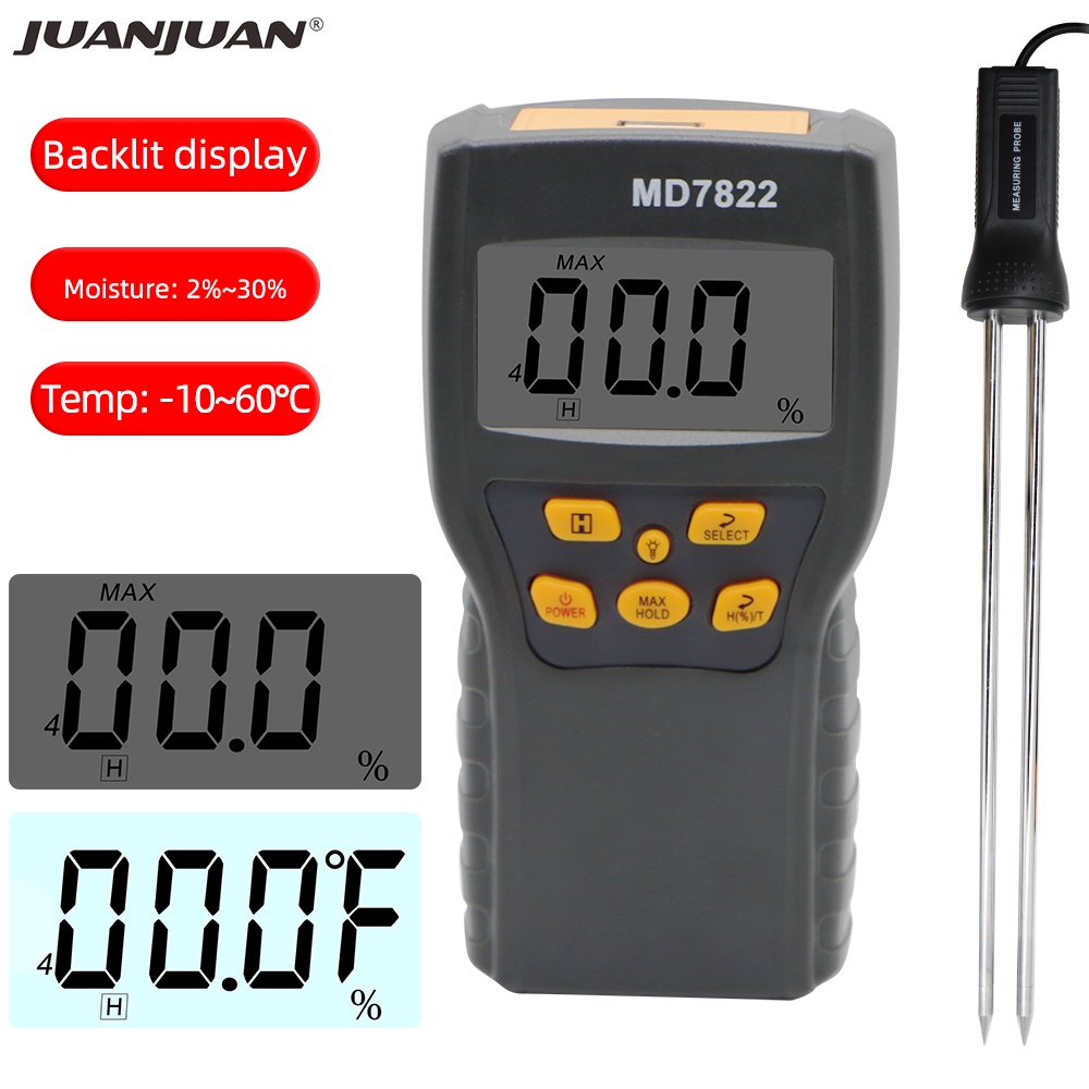 Digital Grain Moisture Meter MD7822 Humidity Tester Contains Wheat Corn