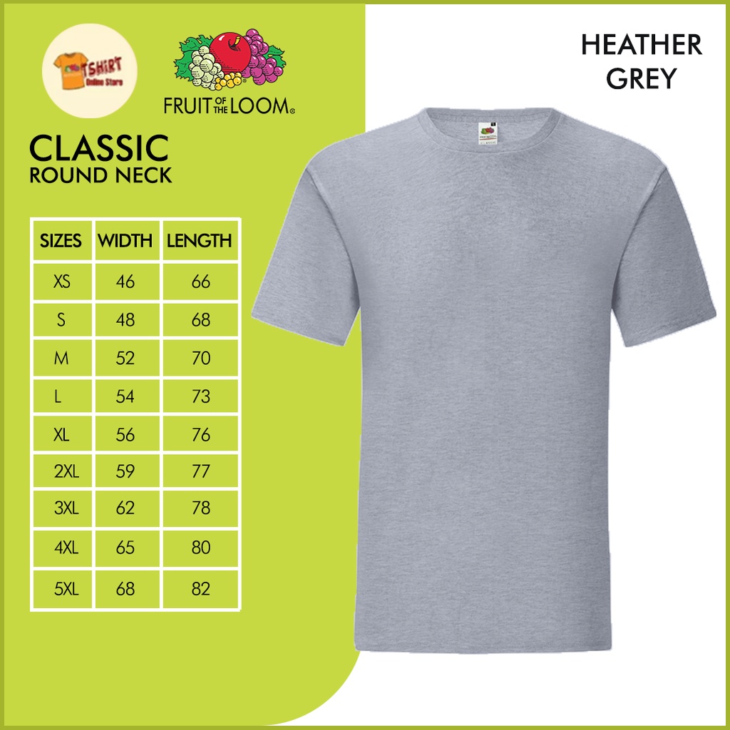 Fruit of the online loom sweatshirt size chart