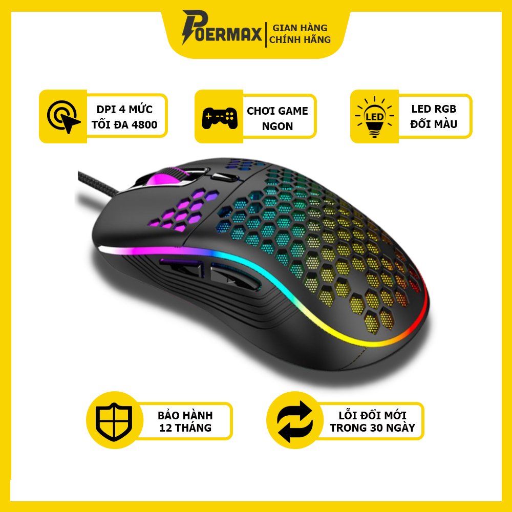POERMAX D110 Wired Gaming Mouse DPI-4800, 4 Levels, 6 Adjustment ...