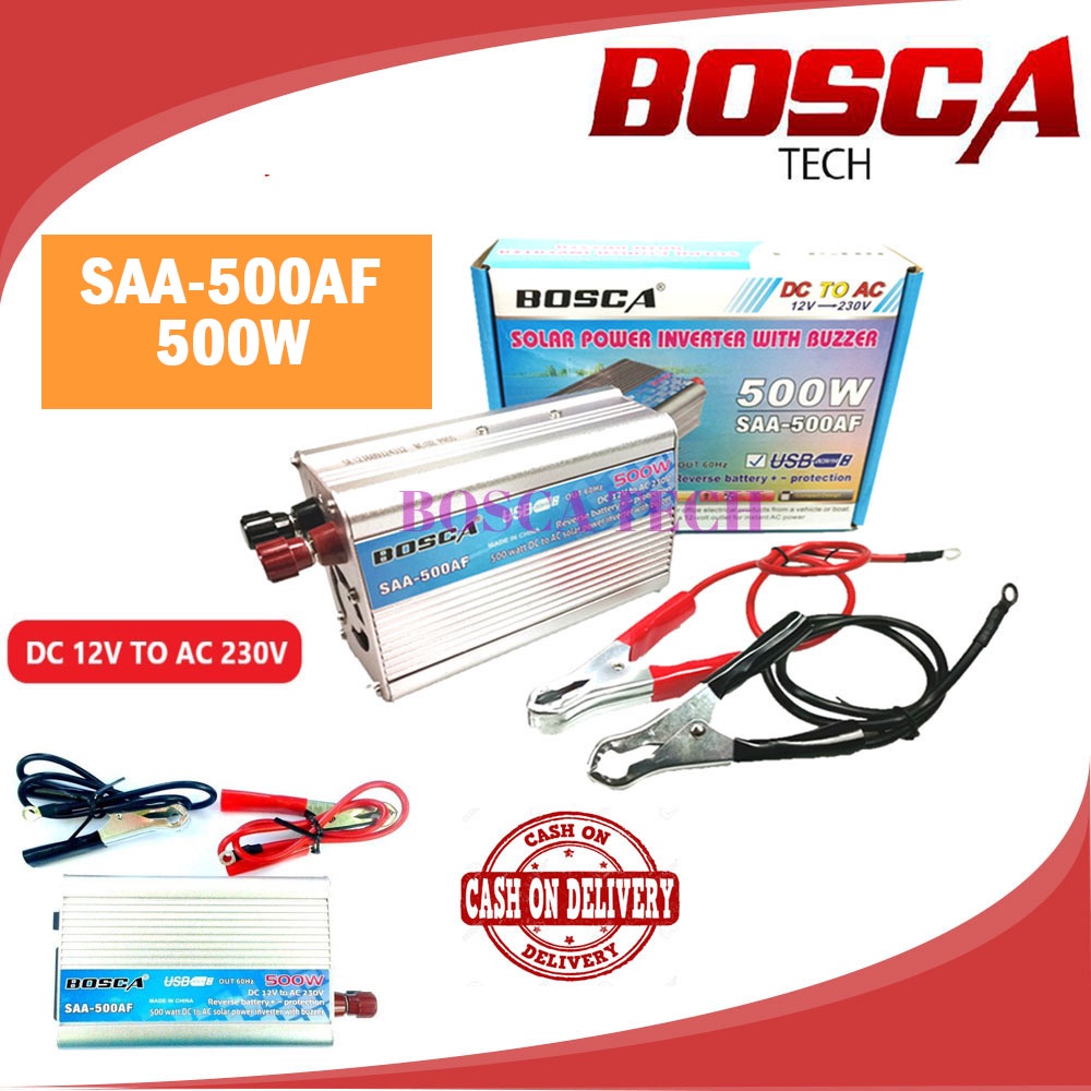 500W Bosca Solar Power Inverter DC 12V To AC 220-230V Car Volt ...