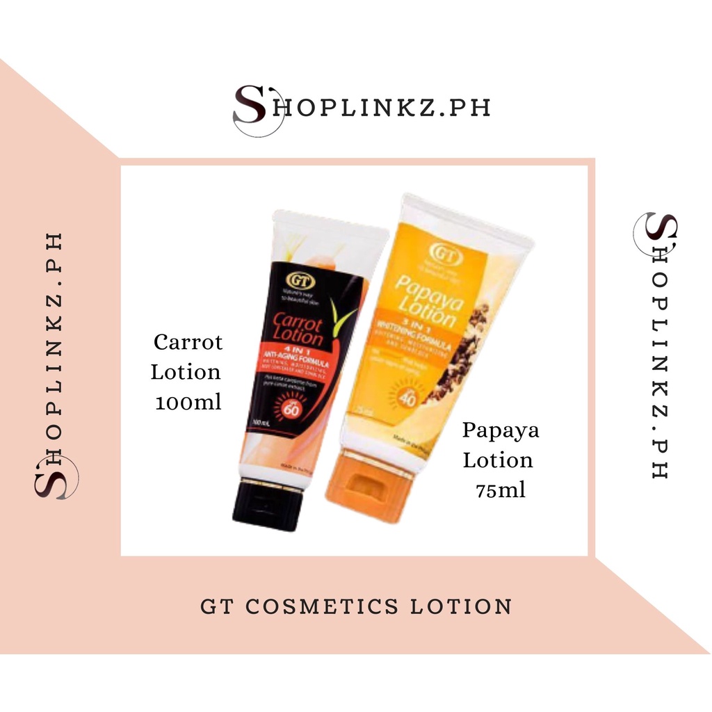 GT COSMETICS CARROT LOTION 100ML & PAPAYA LOTION 75ML | Shopee