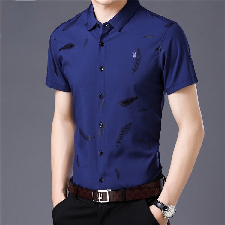 Summer Business Casual Men's Short Sleeved Shirt Top Polo Shirt ...