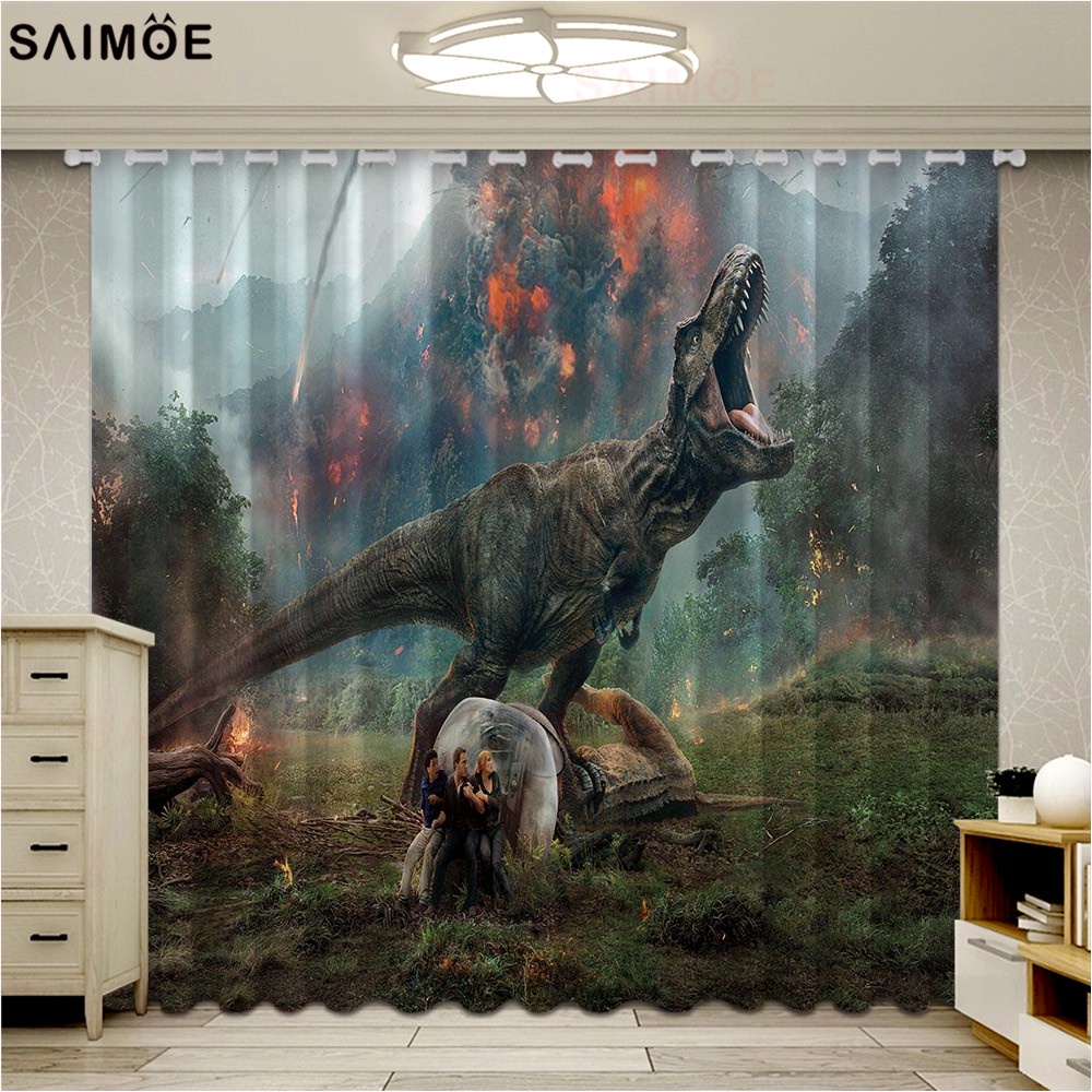 Fashion Jurassic Park Dinosaur Window Blackout Curtains For Living Room ...