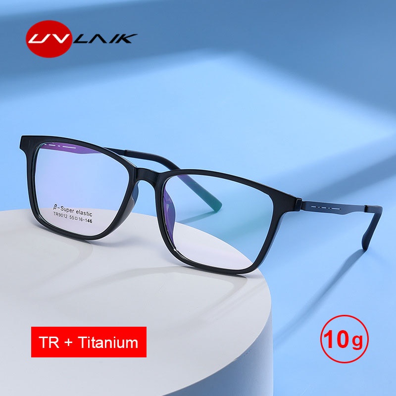 Uvlaik Pure Titanium Glasses Frame Men Square Tr90 Anti Blue Light Eyeglasses Women Customize