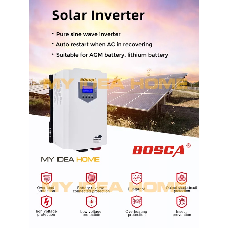 BOSCA Pure Sine Wave 1.2KW/2.4KW/3KW/4KW/5KW/6KW/8KW Solar Power ...