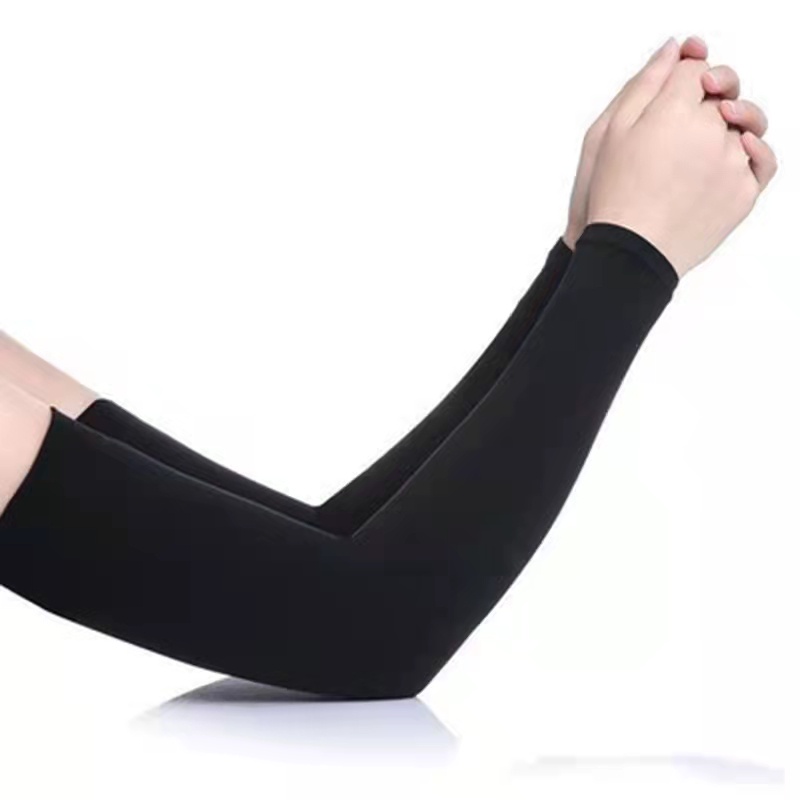 Arm Sleeves Cooling Sun UVProtection Sports motorcycle plain black bike ...
