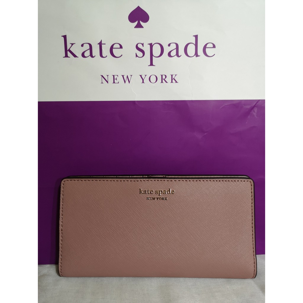 100% Authentic Kate Spade Large Slim Bifold Wallet Cameron Dusty Peony  (WLRU5444) | Shopee Philippines