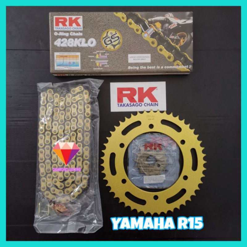 YAMAHA R15/MT15 428 RK/ ORING Gold Chain Combo RKM/RK Gold Sprocket Set
