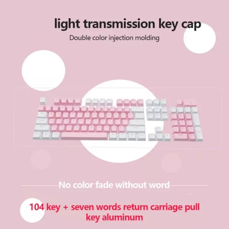 Translucent Keycap For Mechanical Keyboard 104-Key ABS Color DIY Double ...