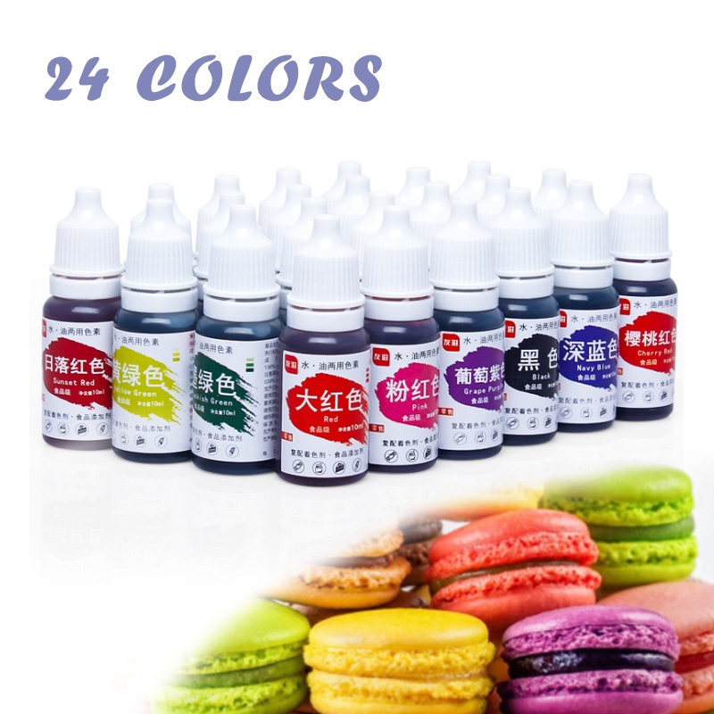 24 Colors 10ML/Bottle Cream Cake Food Coloring Ingredients Fondant