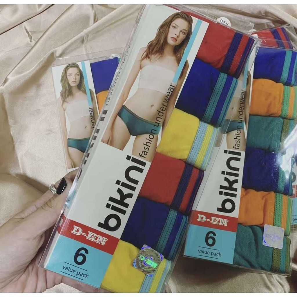 D-EN Bikini Fashion Underwear Women Cotton Panties Girls Waist Panty 6  pieces/pack | Shopee Philippines