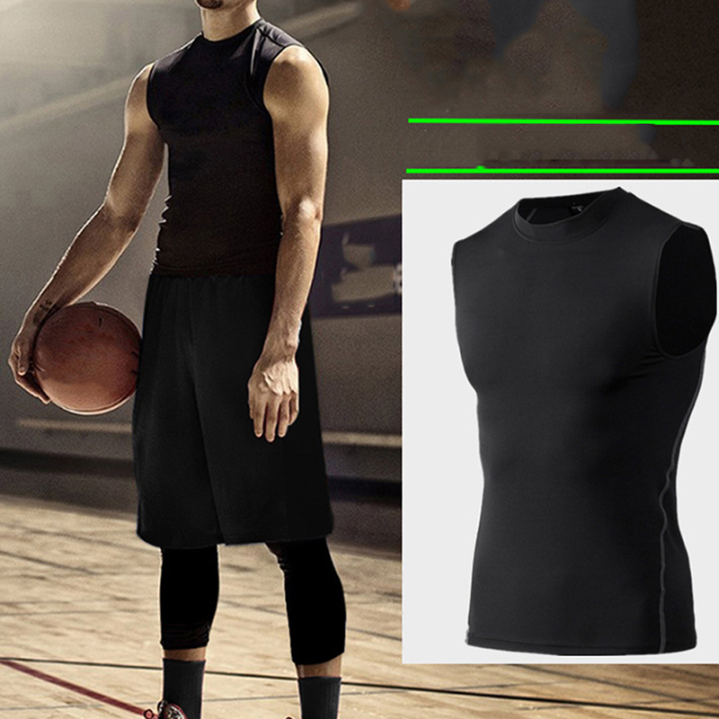 Mens Quick Dry Running Shirts Compression Athletic Tight Gym Tank Top  Fitness Sleeveless T-shirts