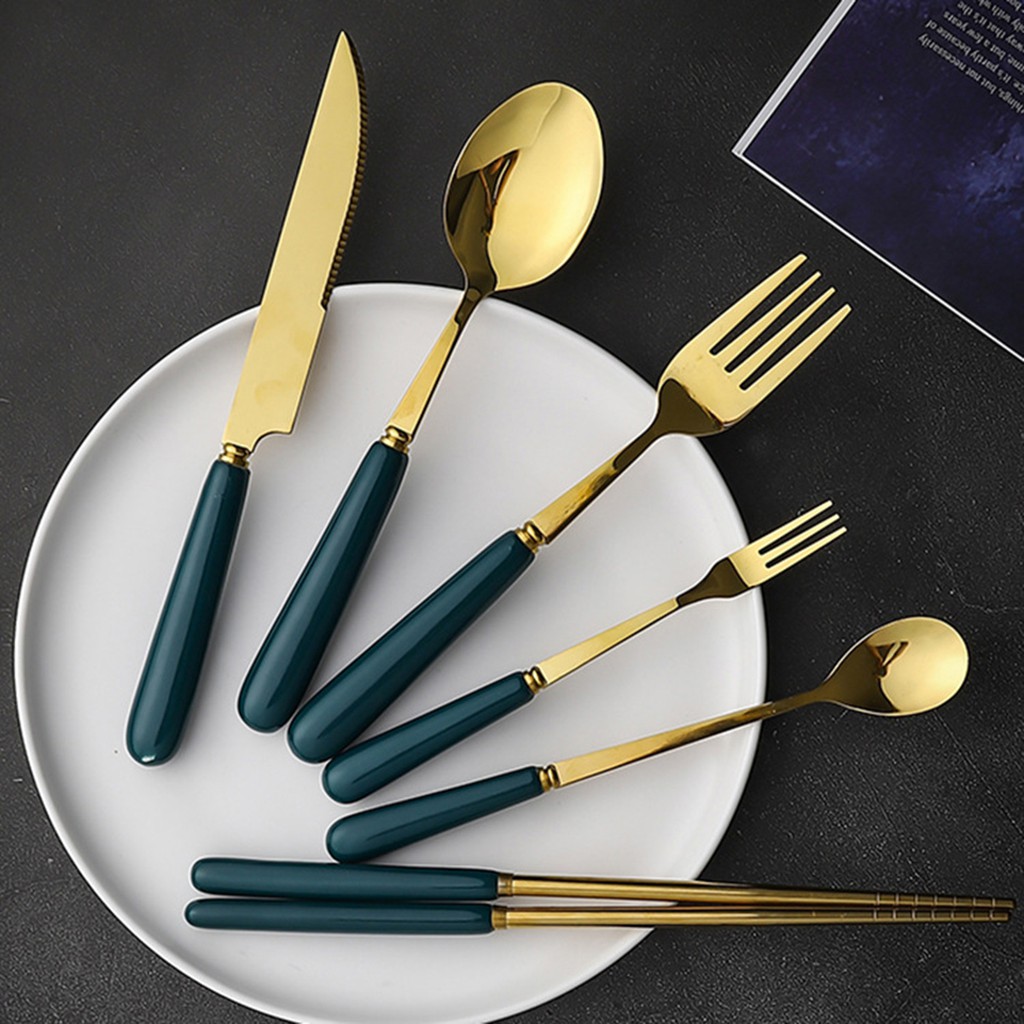 Hot sale ceramic handle Stainless Steel knife fork spoon Knife 304