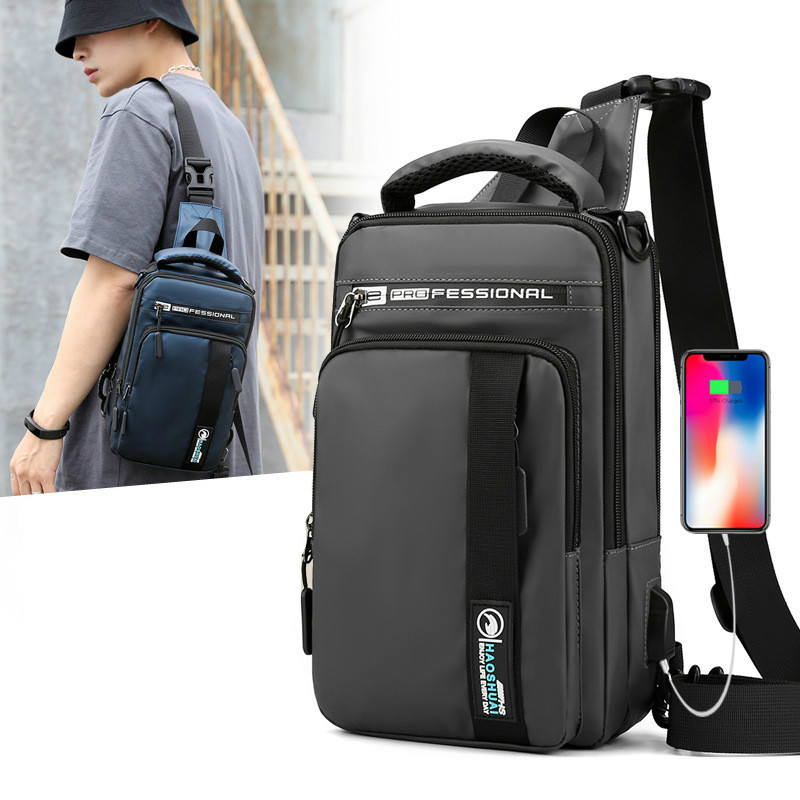 On Sale HAOSHUAI ORIGINAL Waterproof Men Sling Bag Crossbody Bag Shoulder Bag Fanny Chest Packs Chest Bag Pouch Bag Shoulder Bag for Men
