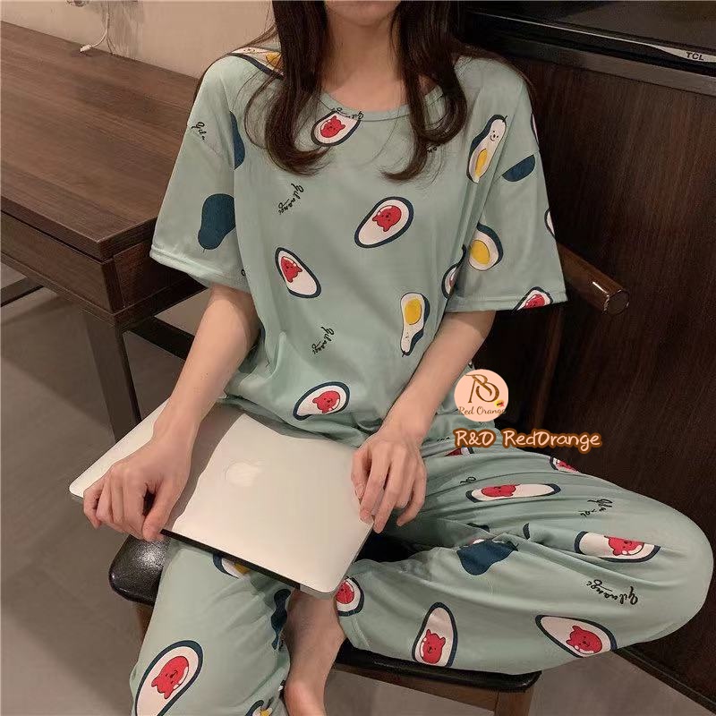 cotton spandex 3in1 Terno pajama set for women/ Round Neck sleepwear/  Korean nightwear/women loungewear#DR1