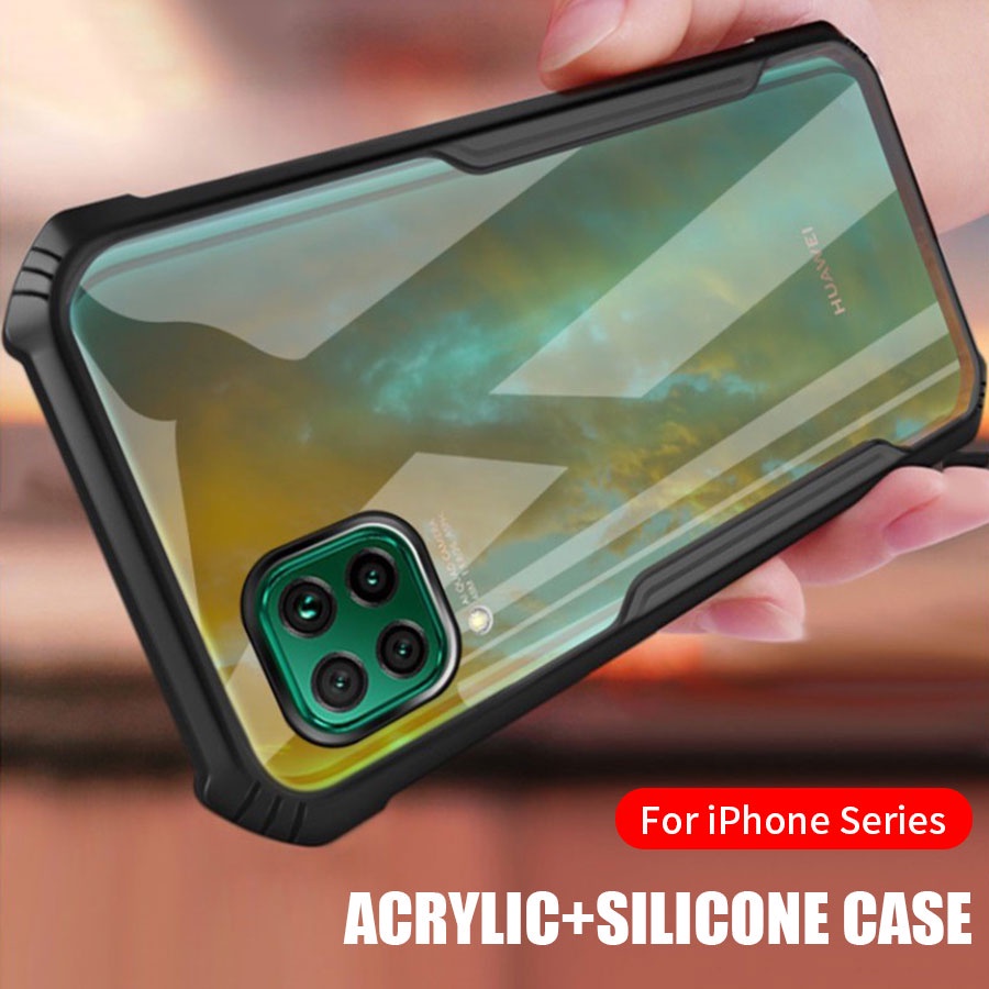 For iPhone XS Max XR X 8 7 6 6s Plus Acrylic Silicone Soft Cover ...