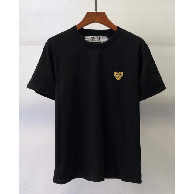 New Play CDG Gold Heart Embroidery T shirt Men Women Casual Short sleeve t shirt Shopee Philippines