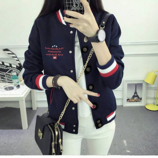 Navy Bomber Ribs Jacket (dcr) Shopee Philippines