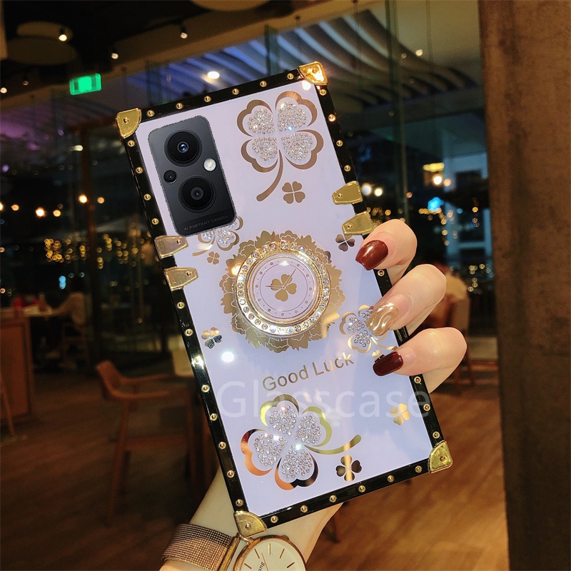 For Oppo Reno 5 6Z 7 7Z Pro Reno7 Reno6 Z 5G A16 Clover Rhinestone Ring ...