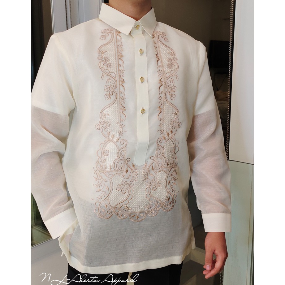 BARONG TAGALOG FOR MEN METALLIC COCOON HIGH QUALITY PURE EMBROIDERED
