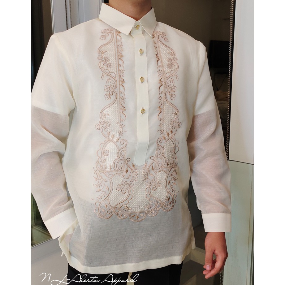 BARONG TAGALOG FOR MEN METALLIC COCOON HIGH QUALITY PURE EMBROIDERED ...