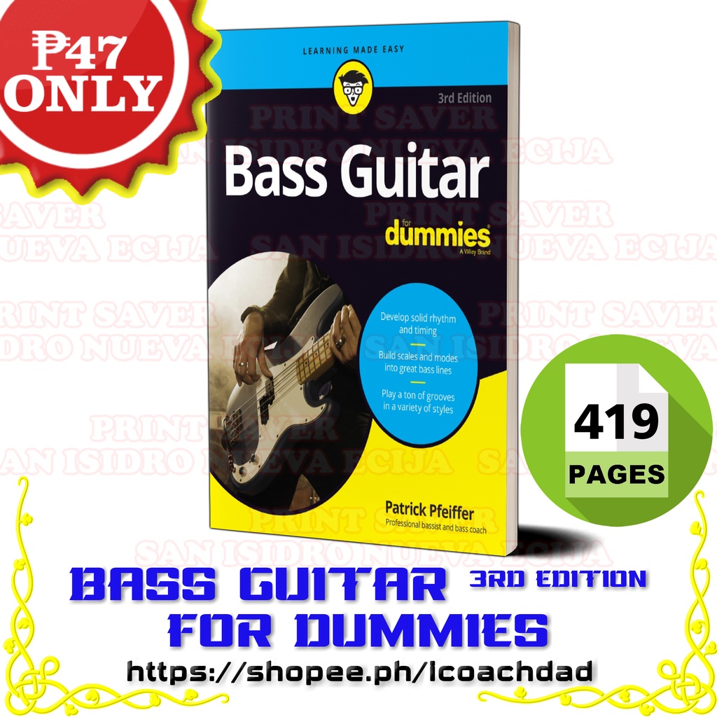 Bass Guitar for Dummies 3rd Edition 2020 Patrick Pfeiffer book Shopee