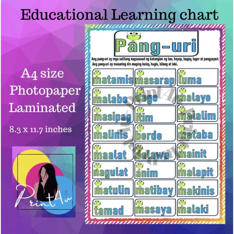 Panguri Reading materials Tagalog Laminated (Pang uri) Shopee