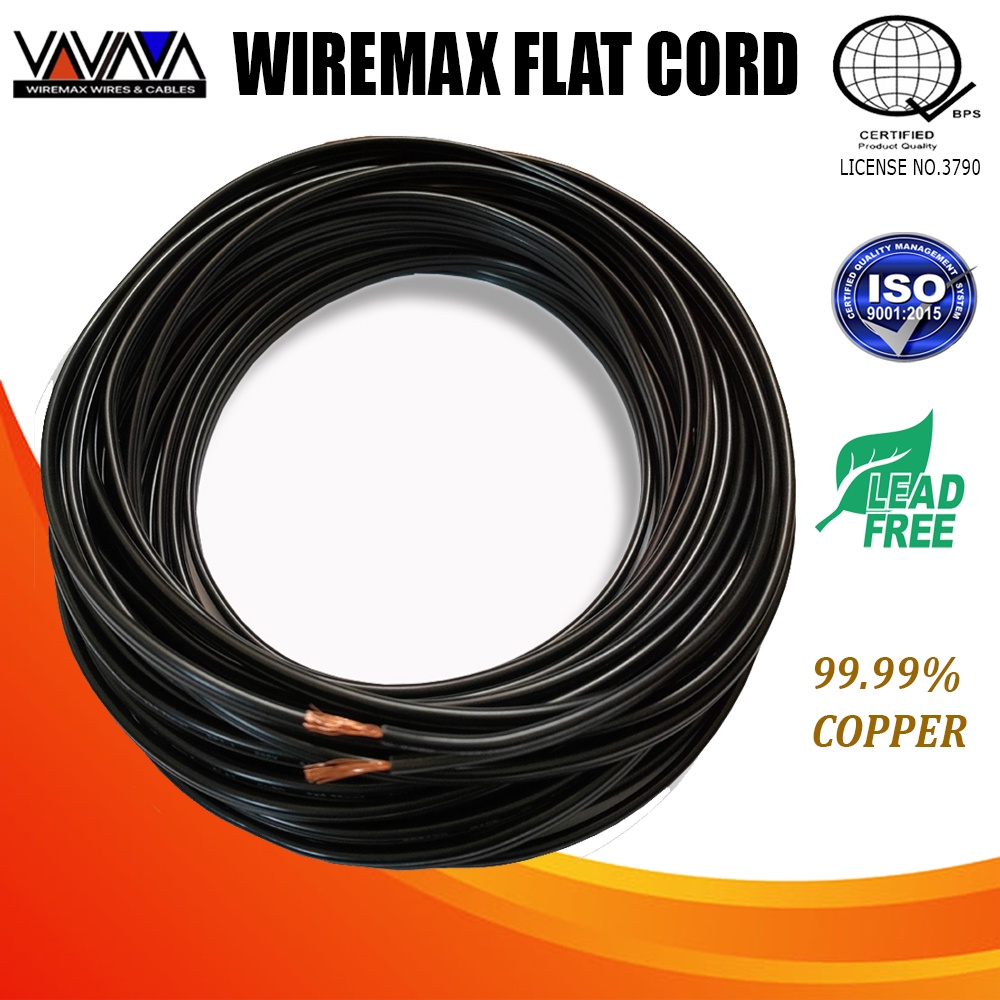 WIREMAX (PER 1METER )FLAT CORD WlRE (18/2 - 0.75mm & 22/2 -0.3mm &16/2 ...