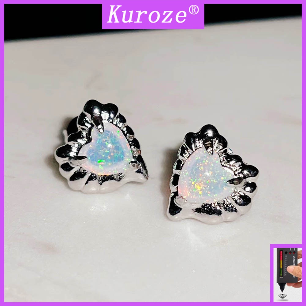 Piercingroombyjay Opal Heart Cartilage Stud: Sterling Silver Helix Earring, Conch Piercing