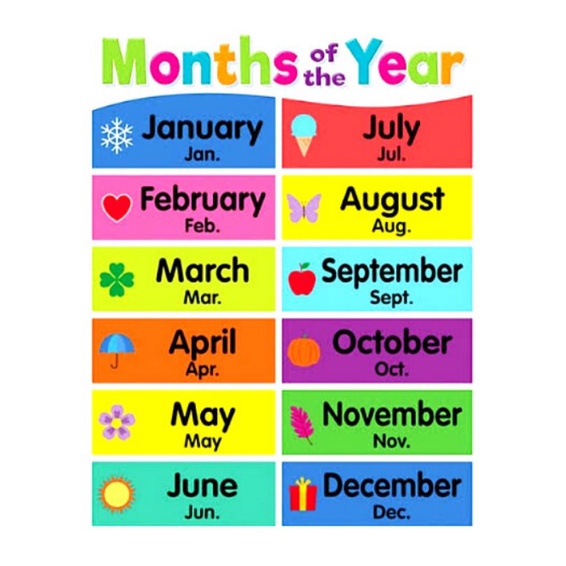 Months of the Year Chart (Onhand) | Shopee Philippines