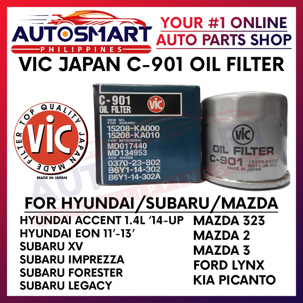 Vic Japan C901 Oil Filter for Hyundai Accent, Eon, Subaru XV, Imprezza , Mazda 2, Mazda 3