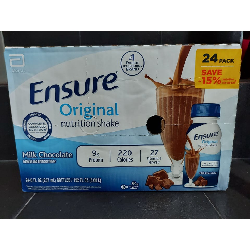 Ensure Original Nutrition Milk Chocolate Meal Replacement Shakes With 9g Of Protein Shopee 5107