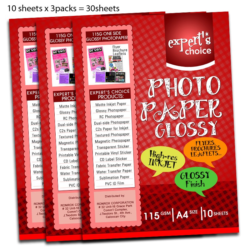 Expert's Choice 115g Glossy Photopaper A4 (3 packs) | Shopee Philippines