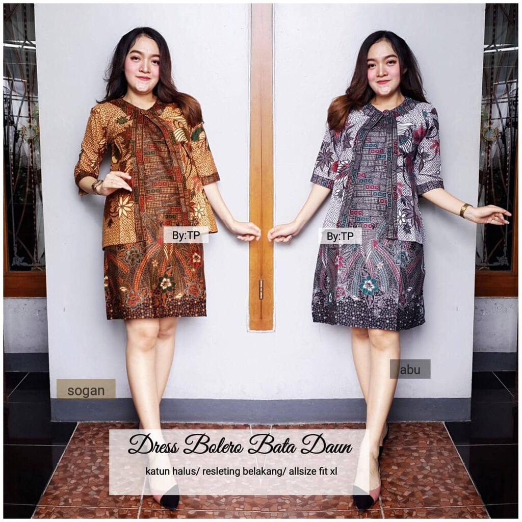 Couple Dress Bolero Bata Daun Sogan Batik Sogan Monochrome 2in1 Removal ...