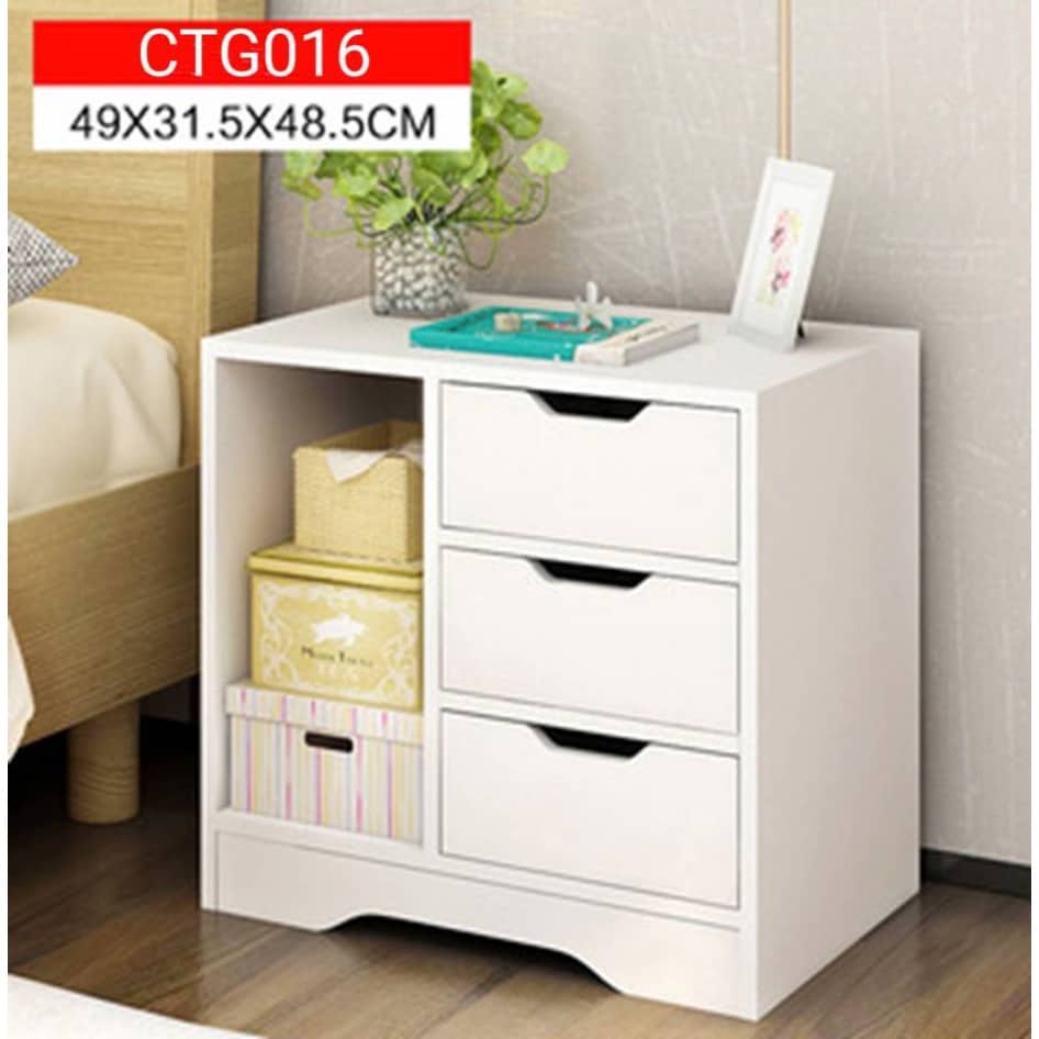 Elegant Wooden Bedside Table Nightstand Coffee Side Table with 3 Drawer ...