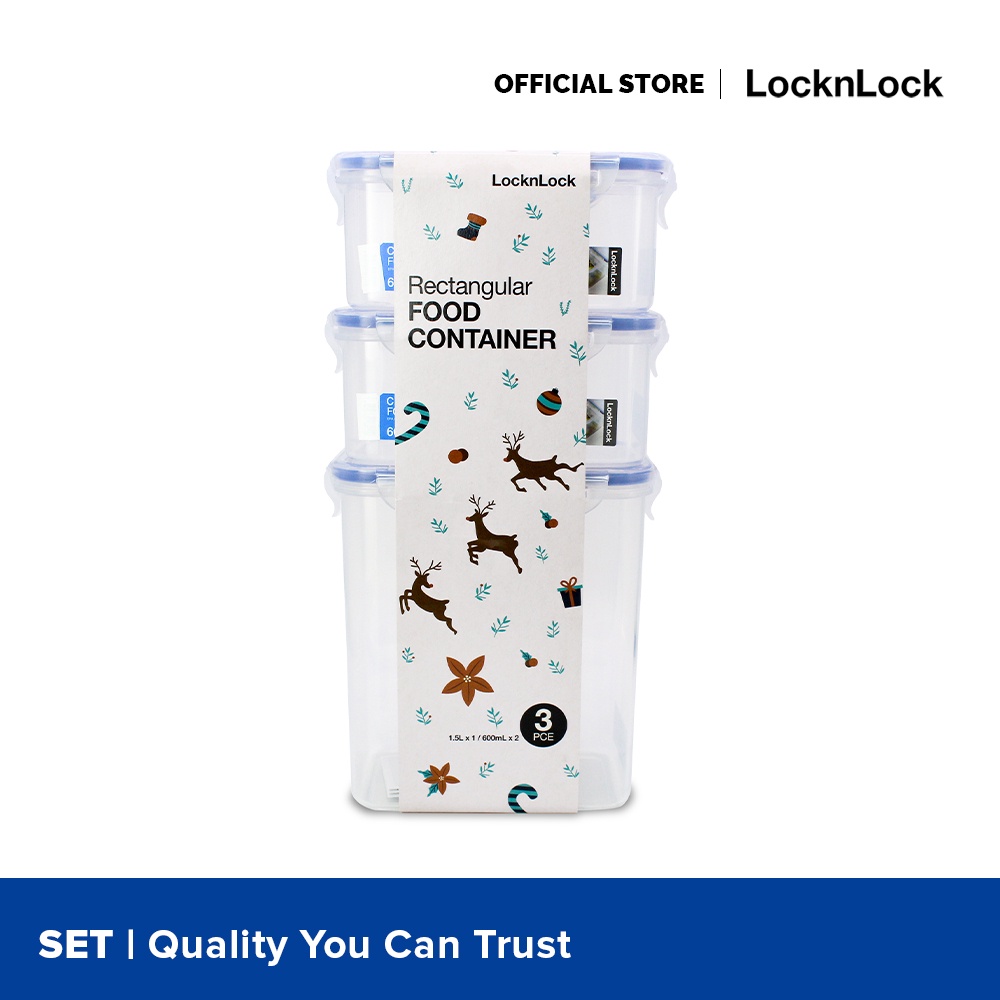 LocknLock Christmas Bundle Set of 3 Classic Airtight Food Container