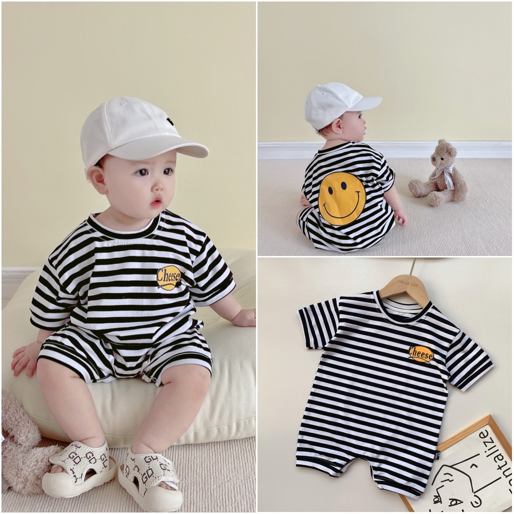 New Baby One-piece Summer Baby Romper Boys Striped Rompers Short Sleeve Printed Onesies Baby Jumpsuit Bodysuit I.405803876