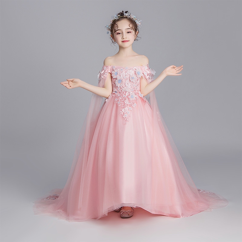 Pink HighEnd Long Gown Dress Princess Gown Dress For The Kids Tutu