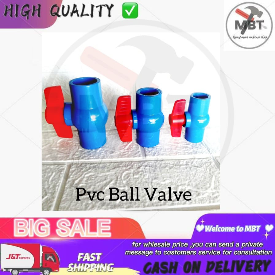 PVC Blue Ball Valve waterline fittings plain (Size 1/2'' 3/4'' 1