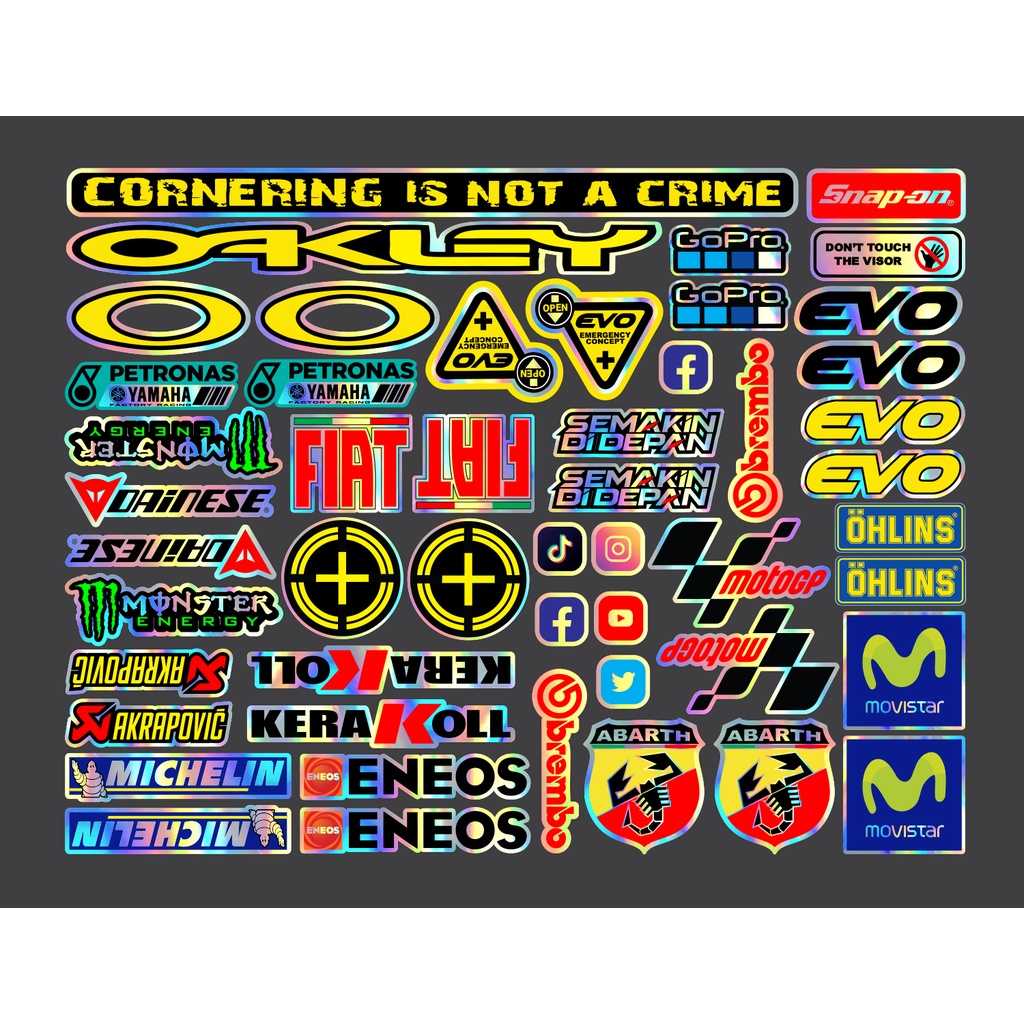 HELMET VISOR STICKER SET REFLECTIVE HOLOGRAM WATERPROOF Shopee